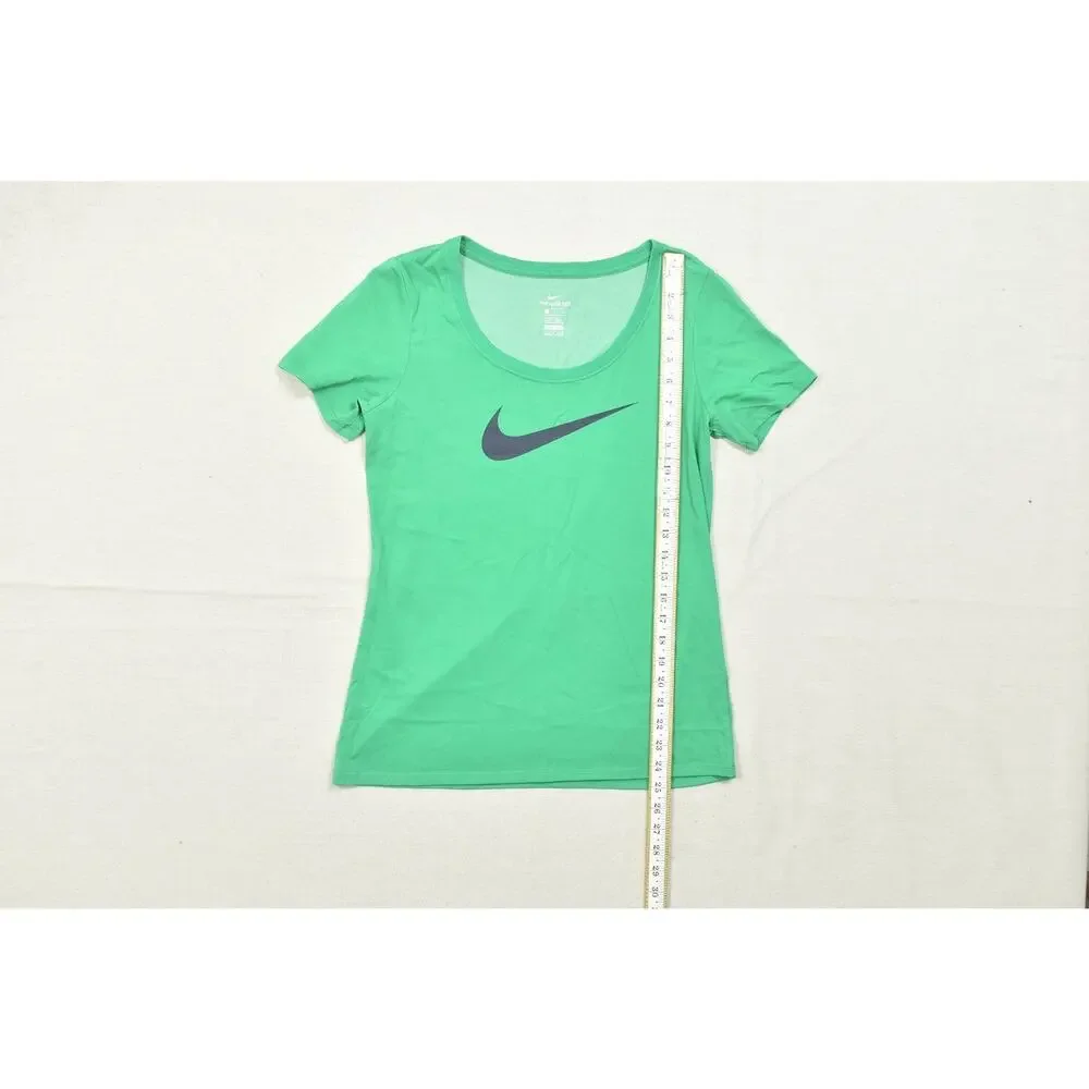 Nike Women's Size Small Green Dri-Fit Athletic Cut Short Sleeve Swoosh Logo Tee